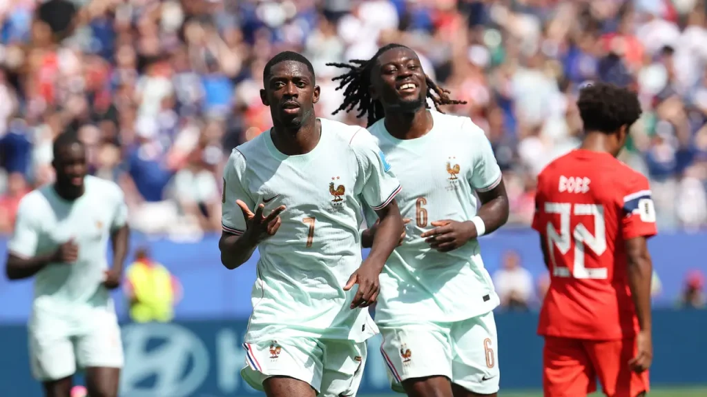 Ousmane Dembele merayakan hattrick pada pertandingan Piala Dunia 2026