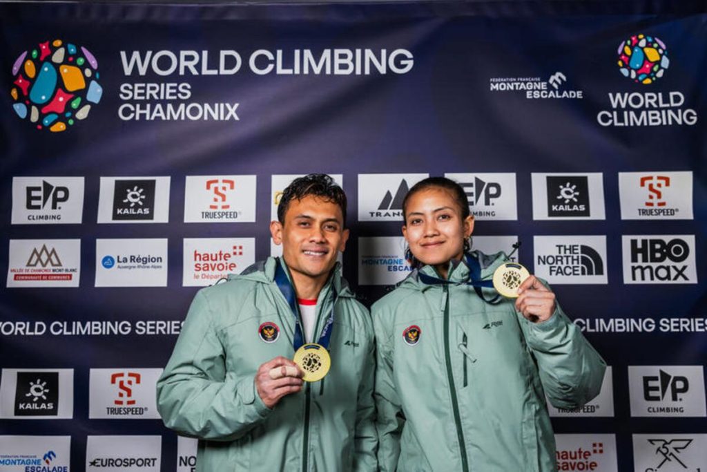 Desak Made Rita Kusuma Dewi dan Veddriq Leonardo membawa Indonesia meraih dua medali emas pada World Climbing Series Chamonix 2026 di Prancis.